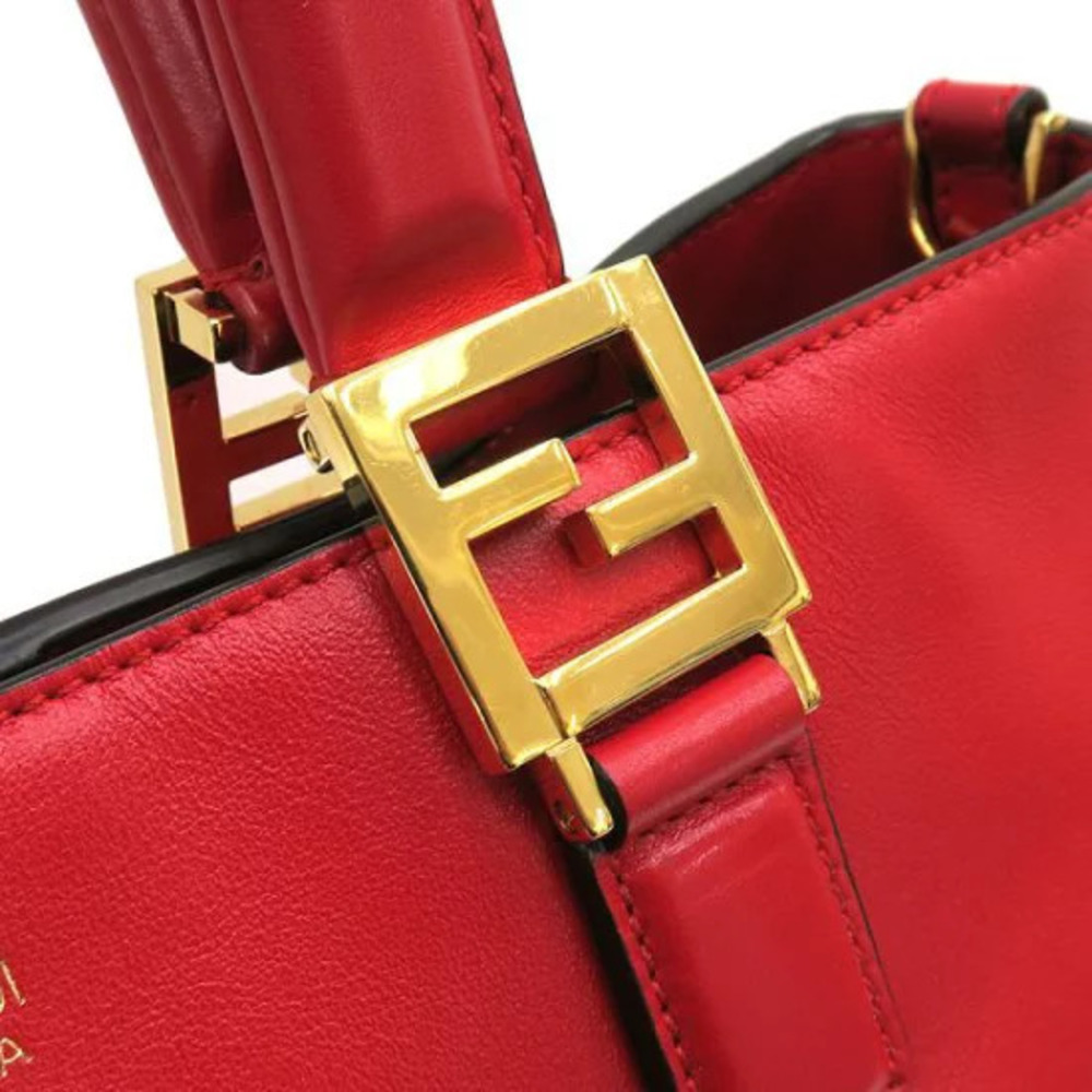 Fendi Vitello Glacier FF Tote Rosso Cardinale leather Red - Picture 4 of 9